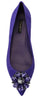 Dolce & Gabbana Embellished Crystal Purple Suede Flats