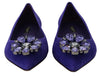 Dolce & Gabbana Embellished Crystal Purple Suede Flats
