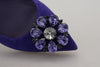 Dolce & Gabbana Embellished Crystal Purple Suede Flats