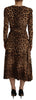 Dolce & Gabbana Elegant V-Neck A-Line Maxi Dress in Brown