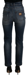 Dolce & Gabbana High Waist Skinny Designer Jeans in Blue