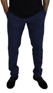 Dolce & Gabbana Elegant Slim Fit Chinos in Blue Silk Blend