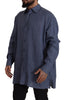 Dolce & Gabbana Elegant Dark Blue Linen Dress Shirt
