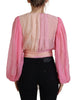 Dolce & Gabbana Silk V-Neckline Wrap Blouse in Pink