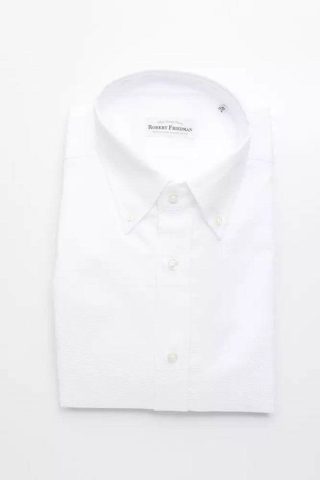 Robert Friedman White Cotton Men's Dress Shirt