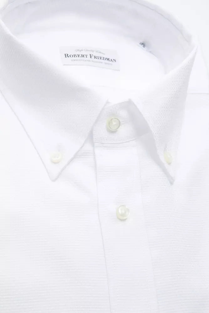 Robert Friedman White Cotton Men's Dress Shirt