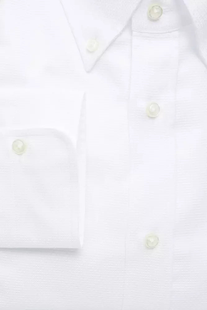Robert Friedman White Cotton Men's Dress Shirt