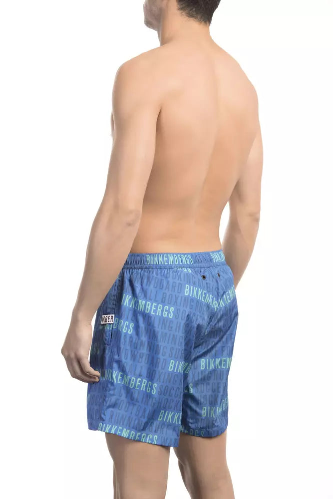 Bikkembergs Blue Polyester Men Swimwear