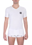 Bikkembergs White Cotton Men V-Neck T-Shirt