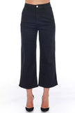 Frankie Morello Black Cotton Women Cropped Trouser