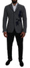 Dolce & Gabbana Elegant Gray Wool Blazer with Blue Rose Embroidery