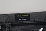 Dolce & Gabbana Elegant Grey Checkered Denim Treasure