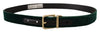 Dolce & Gabbana Emerald Velvet Designer Belt with Golden Buckle