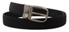Dolce & Gabbana Elegant Grosgrain Leather Belt with Silver Buckle