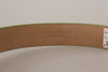 Dolce & Gabbana Chic Emerald Leather Belt with Engraved Buckle