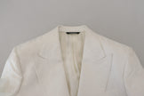 Dolce & Gabbana Elegant White Floral Brocade Trench Coat