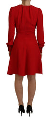 Dolce & Gabbana Elegant Red Silk A-Line Knee Length Dress