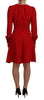 Dolce & Gabbana Elegant Red Silk A-Line Knee Length Dress