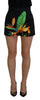 Dolce & Gabbana High Waist Hot Pants Shorts in Black Leaves Print