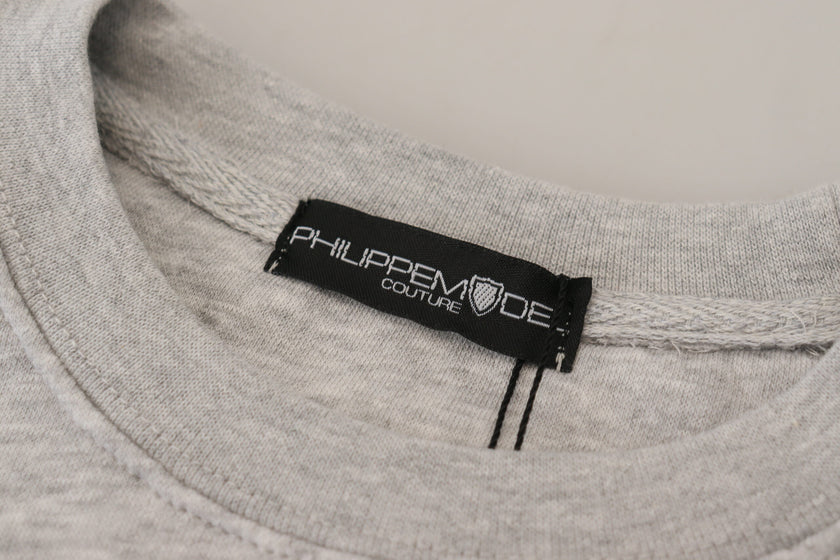 Philippe Model Elegant Gray Printed Cotton Sweater