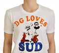 Dolce & Gabbana Elegant White Crew Neck Tee with Colorful Print