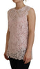Dolce & Gabbana Elegant Sheer Lace Sleeveless Blouse in Pink