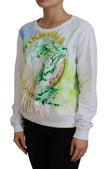 Versace Jeans Elegant White Graphic Crew Neck Sweater