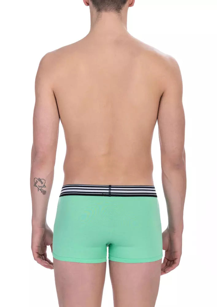 Bikkembergs Green Cotton Men Underwear Trunk Twin Pack