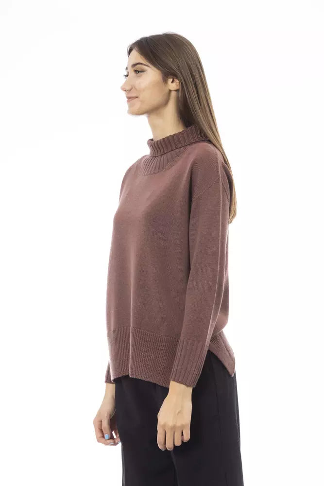 Alpha Studio Brown Tencel Women Sweater