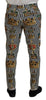 Dolce & Gabbana Elegant Gold Crown Stripe Chino Pants