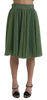 Dolce & Gabbana Enchanting Metallic Green Pleated A-Line Skirt