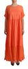 Twinset Elegant Coral Maxi Dress with Short Sleeves