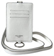 Dolce & Gabbana Elegant White Leather Cardholder Lanyard