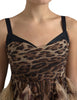 Dolce & Gabbana Sleeveless Leopard Chiffon Ostrich-Feather Dress