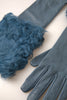 Dolce & Gabbana Elegant Blue Leather Gloves with Fur Trim