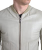 Dolce & Gabbana Cream Leather Bomber Jacket