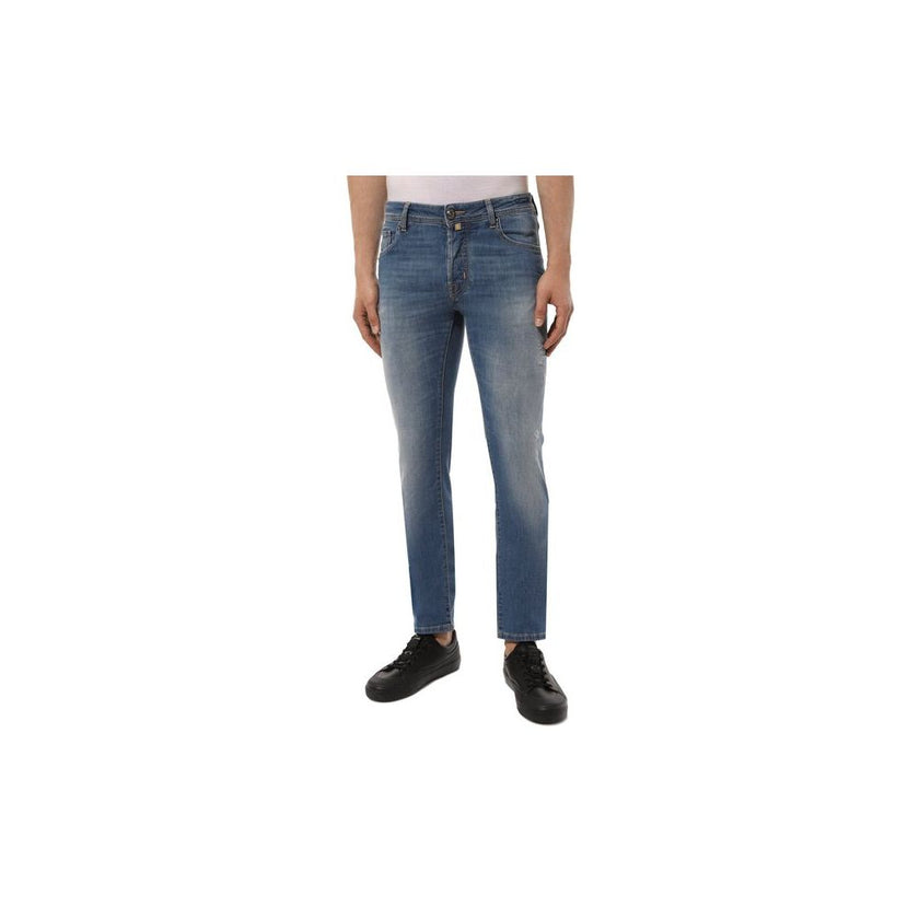 Jacob Cohen Light Blue Cotton Men Jeans with Stretch Fit