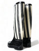 Dolce & Gabbana Black and White Striped Knee High Boots