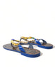 Dolce & Gabbana Elegant Blue Leather Flat Sandals