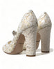 Dolce & Gabbana Chic Lace Block Heels Sandals in Cream White