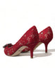 Dolce & Gabbana Radiant Red Lace Heels with Crystals