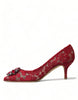 Dolce & Gabbana Radiant Red Lace Heels with Crystals