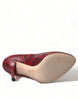 Dolce & Gabbana Red Almond Toe Snakeskin Pumps with Lace Socks