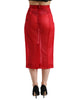 Dolce & Gabbana Chic Red High Waist Sheer Midi Skirt