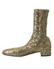 Dolce & Gabbana Elegant Mid Calf Gold Boots Exclusive Design