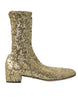 Dolce & Gabbana Elegant Mid Calf Gold Boots Exclusive Design