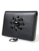 Dolce & Gabbana Elegant Black Leather Crystal Card Holder Wallet