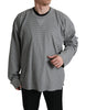 Dolce & Gabbana Elegant Gray Striped Silk Crewneck Pullover