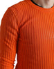 Dolce & Gabbana Sleek Sunset Orange Knitted Pullover Sweater