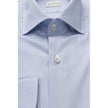 Bagutta Light Blue Cotton Men Shirt with French Collar